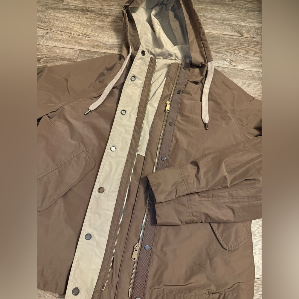 Brunello Cucinelli hooded rain jacket outwear beige water resist double zipper